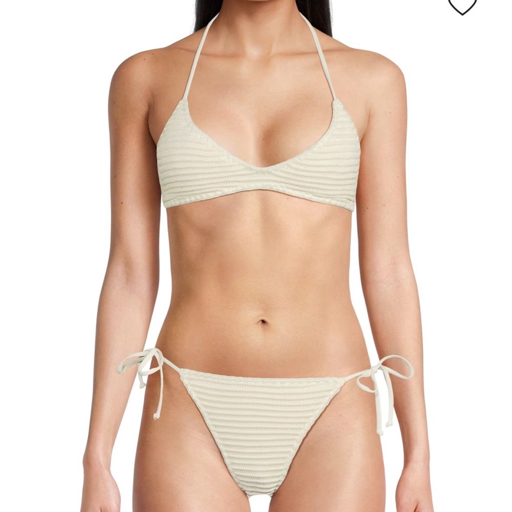 WeWoreWhat Cream Striped Bikini Set XS